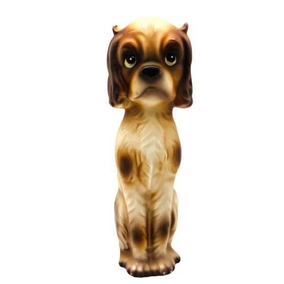 Vintage 50s 60s Wales Ceramic Spaniel Dog Big Eyes MCM Made in Japan 9 Inches - Picture 1 of 12